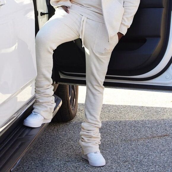 Doctrine Core Pocket Super Stacked Jogger Pants Heather Oatmeal Men's Size M NWT - Picture 6 of 10